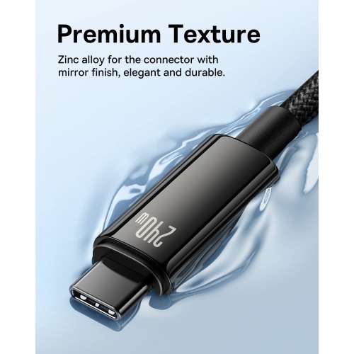 Baseus USB C Cable, 240W PD 3.1 5A Fast Charging USB C to USB C Charger Cable, Zine Alloy Nylon Braided Type C Cable for iPhone 15/Pro/Plus/Pro Max, MacBook, iPad Pro/Air/Mini, Samsung S23/S22 (6.6ft) - Image 4