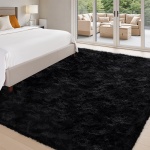 FinRèc Soft Black Rugs for Bedroom Living Room, 4x6 Feet Modern Indoor Fluffy Shaggy Area Rug, Non-Slip Fuzzy Furry Rug for Nursery Kids Room Dorm Room Home Decor, High Pile Plush Floor Carpet - Image 7