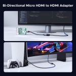 UGREEN Micro HDMI to HDMI Adapter, 10K 8K@60Hz/4K@240Hz Micro HDMI Male Female Bidirectional Cable 2.1 HDR 3D Dolby VRR 48Gbps, Compatible with Raspberry Pi 5/Pi 4/Camera/Portable Monitor, 0.8FT - Image 2
