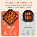 COSORI Air Fryer 9-in-1, Compact & Large 6-Qt, Fast Turbo Modes, 90°–450°F Even Results With Precise Temperature Control, Up to 95% Less Oil*, Roast, Bake, Dry, Reheat, Frozen, Broil, Proof, Grey - Image 4