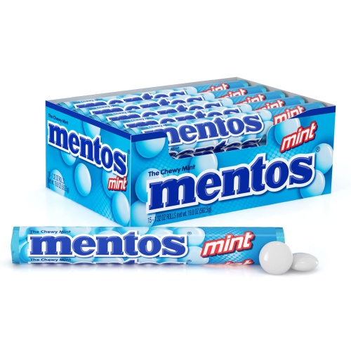 Mentos Chewy Mint Candy Roll, Mint, Non Melting, Party, 14 Count (Pack of 15) - Packaging May Vary - Image 1