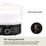 BELLA Two Tier Food Steamer with Dishwasher Safe Lids and Stackable Baskets & Removable Base for Fast Simultaneous Cooking - Auto Shutoff & Boil Dry Protection, Stainless Steel, 7.4 QT, Black - Image 6