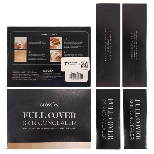 Glossiva Tattoo Cover Up Makeup Waterproof Concealer For Dark Spots, Scars, Vitiligo, And More - 2x30ml - Use on Body, For Legs, for Men and Women (2x30ml) - Image 2