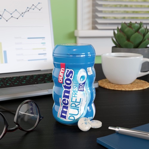 Mentos Pure Fresh Sugar-Free Chewing Gum with Xylitol, Fresh Mint, 50 Piece Bottle (Bulk Pack of 6) - Image 6