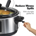 Hamilton Beach Portable 6 Quart Set & Forget Digital Programmable Slow Cooker with Lid Lock, Temperature Probe, Dishwasher Safe Crock & Lid, Stainless Steel (33969A) - Image 4