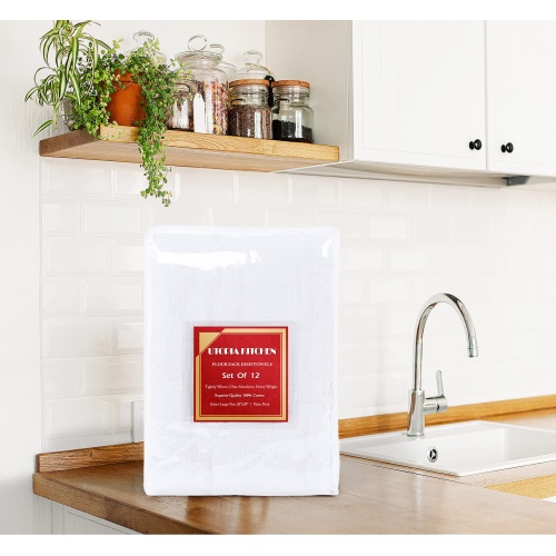 Utopia Kitchen [12 Pack Flour Sack Tea Towels, 28" x 28" Ring Spun 100% Cotton Dish Cloths - Machine Washable - for Cleaning & Drying - White - Image 9