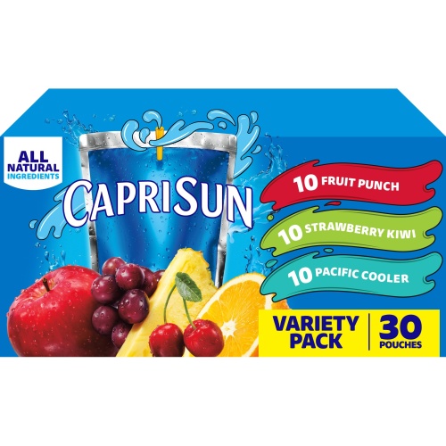 Capri Sun Fruit Punch, Strawberry Kiwi and Pacific Cooler Flavored Juice Drink Blend Variety Pack, 30 ct Box, 6 fl oz Pouches - Image 1