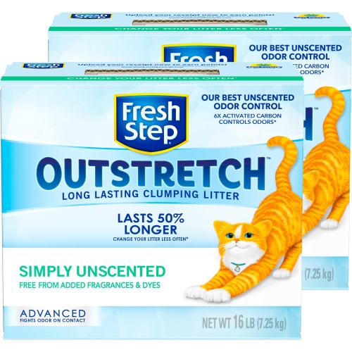Fresh Step Outstretch, Clumping Cat Litter, Advanced, Unscented, Extra Large, 32 Pounds total (2 Pack of 16lb Boxes) - Image 1