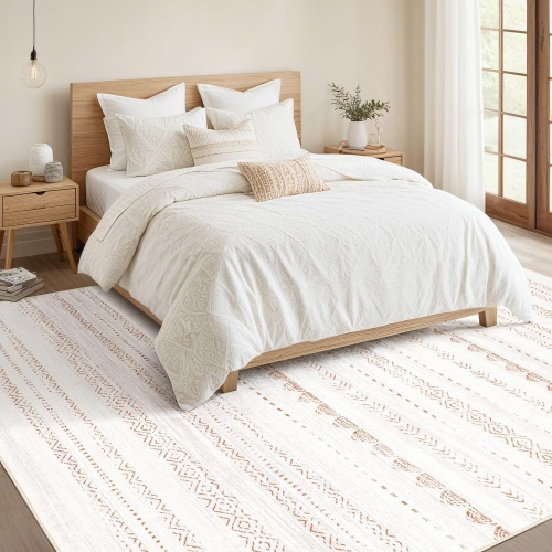 Area Rug Living Room Rugs: 5x7 Washable Boho Large Neutral Farmhouse Soft Moroccan Stain Resistant Indoor Floor Carpet for Bedroom Nursery Kids Playroom Office Dining Room Home House Decor- Brown - Image 6