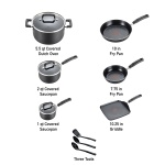 T-fal Signature Nonstick Cookware Set 12 Piece Oven Safe 350F Pots and Pans, Dishwasher Safe Black - Image 7