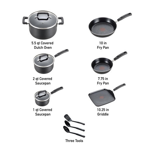 T-fal Signature Nonstick Cookware Set 12 Piece Oven Safe 350F Pots and Pans, Dishwasher Safe Black - Image 7