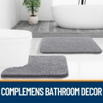 OLANLY Bathroom Rugs 30x20, Extra Soft Absorbent Chenille Bath Rugs, Rubber Backing Quick Dry, Machine Washable Bath Mats for Bathroom Floor, Tub and Shower, Home Decor Accessories, Grey - Image 2