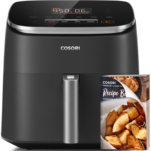 COSORI Air Fryer 9-in-1, Compact & Large 6-Qt, Fast Turbo Modes, 90°–450°F Even Results With Precise Temperature Control, Up to 95% Less Oil*, Roast, Bake, Dry, Reheat, Frozen, Broil, Proof, Grey - Image 1