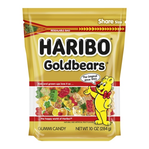 HARIBO Goldbears, Gummi Candy, 10 oz Resealable Bag, Assorted Flavors - Image 1