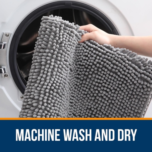 OLANLY Bathroom Rugs 30x20, Extra Soft Absorbent Chenille Bath Rugs, Rubber Backing Quick Dry, Machine Washable Bath Mats for Bathroom Floor, Tub and Shower, Home Decor Accessories, Grey - Image 4