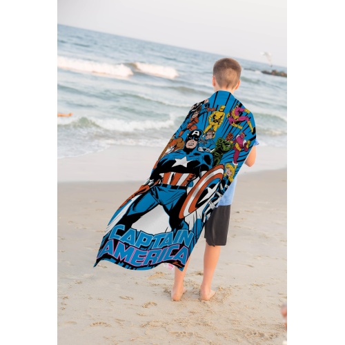 Jay Franco Marvel Comics Captain America Kids Bath Pool Beach Towel - Super Soft & Absorbent 100% Cotton Towel, Measures 28 x 58 - Image 3