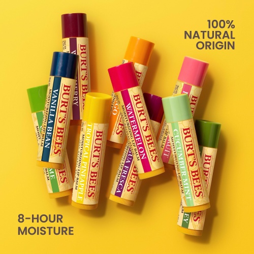Burt's Bees Lip Balm Stocking Stuffers, Moisturizing Lip Care Christmas Gifts, Original Beeswax, Strawberry, Coconut & Pear, Vanilla Bean with Fruit Extracts, Natural Origin Lip Care (4-Pack) - Image 7