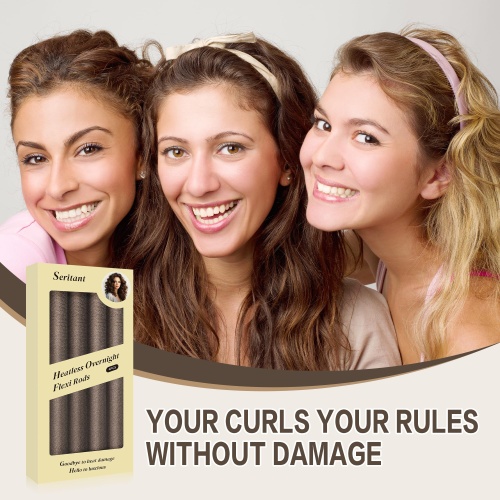 Overnight Blowout Rods Heatless Curls - 4 Pcs Hair Curlers to Sleep In, Velvet Hair Rollers with Satin Hair Scarf,Brown - Image 2