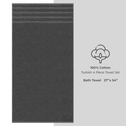 American Soft Linen Luxury 4 Piece Bath Towel Set, 600 GSM 100% Cotton Turkish Bath Towels for Bathroom, 27x54 in Large Bathroom Shower Towels, Dark Gray - Image 8