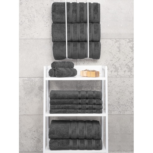American Soft Linen Luxury 4 Piece Bath Towel Set, 600 GSM 100% Cotton Turkish Bath Towels for Bathroom, 27x54 in Large Bathroom Shower Towels, Dark Gray - Image 5